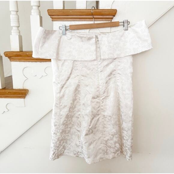 Anthropologie BHLDN Ingrid Stretch Mini Dress Off-Shoulder White Jacquard Size L - Picture 6 of 11